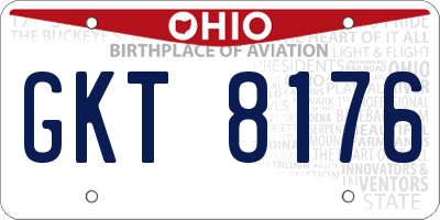 OH license plate GKT8176