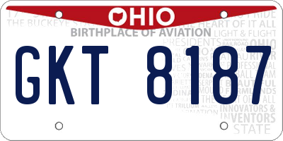 OH license plate GKT8187