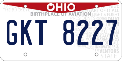 OH license plate GKT8227
