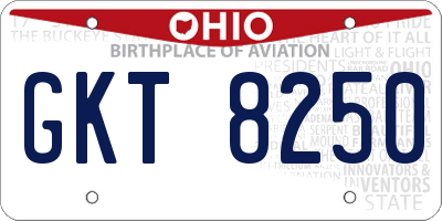 OH license plate GKT8250