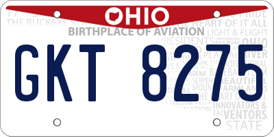OH license plate GKT8275