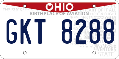 OH license plate GKT8288