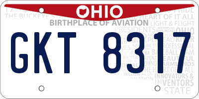 OH license plate GKT8317