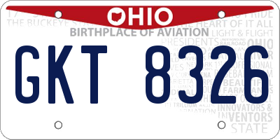 OH license plate GKT8326