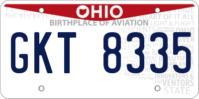 OH license plate GKT8335