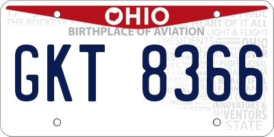OH license plate GKT8366