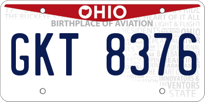 OH license plate GKT8376