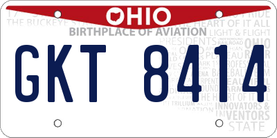 OH license plate GKT8414