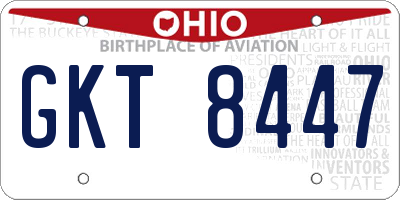 OH license plate GKT8447