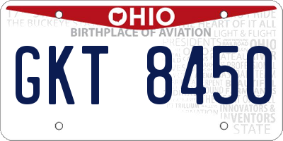 OH license plate GKT8450