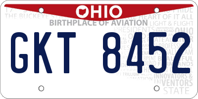 OH license plate GKT8452