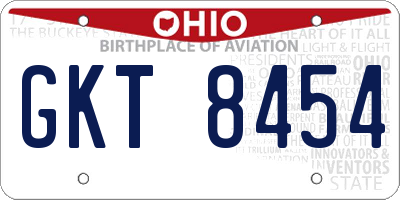 OH license plate GKT8454
