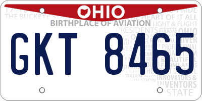 OH license plate GKT8465