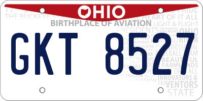OH license plate GKT8527