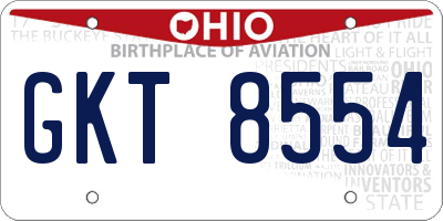 OH license plate GKT8554