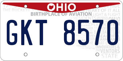 OH license plate GKT8570
