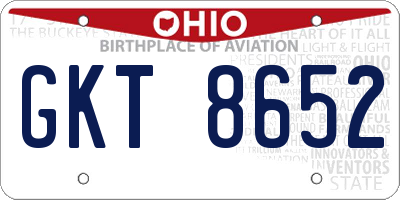 OH license plate GKT8652