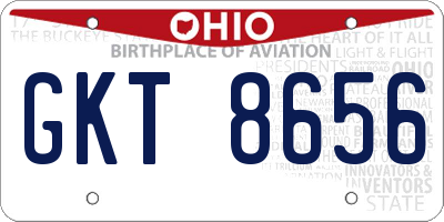 OH license plate GKT8656