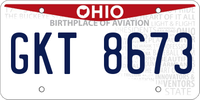 OH license plate GKT8673