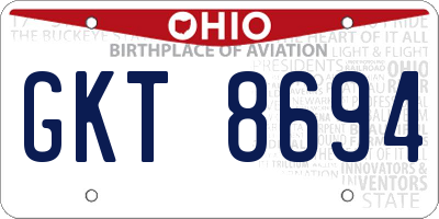 OH license plate GKT8694