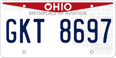 OH license plate GKT8697