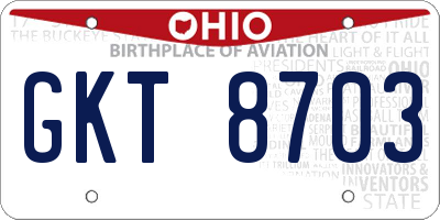 OH license plate GKT8703