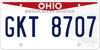 OH license plate GKT8707