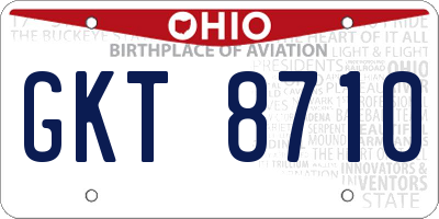 OH license plate GKT8710