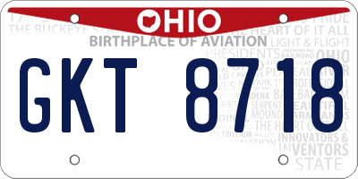 OH license plate GKT8718