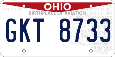 OH license plate GKT8733