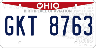 OH license plate GKT8763
