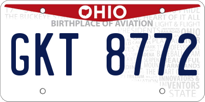 OH license plate GKT8772