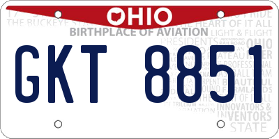OH license plate GKT8851