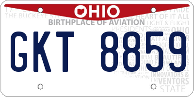 OH license plate GKT8859