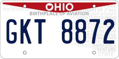 OH license plate GKT8872