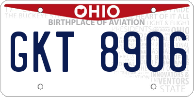OH license plate GKT8906