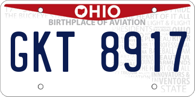 OH license plate GKT8917