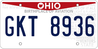 OH license plate GKT8936