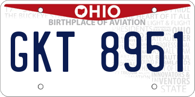 OH license plate GKT8951