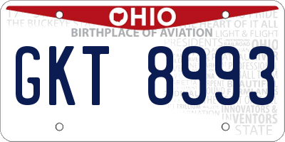 OH license plate GKT8993