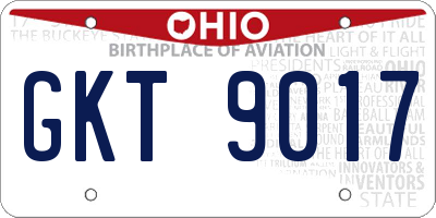 OH license plate GKT9017