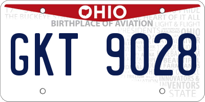 OH license plate GKT9028