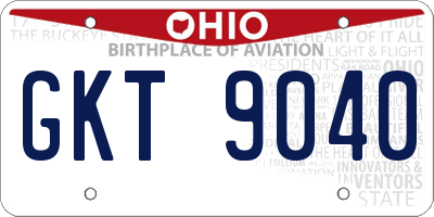 OH license plate GKT9040