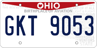 OH license plate GKT9053