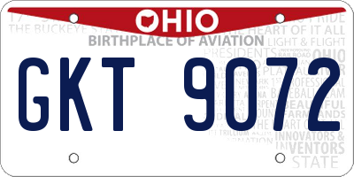 OH license plate GKT9072