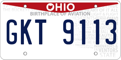 OH license plate GKT9113