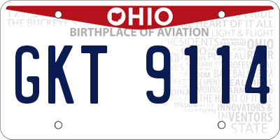 OH license plate GKT9114