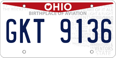 OH license plate GKT9136