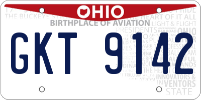 OH license plate GKT9142