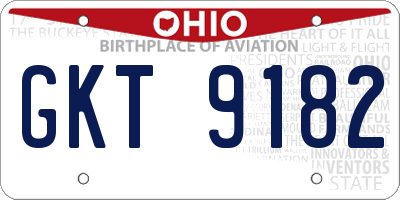 OH license plate GKT9182